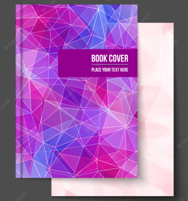 Desain cover buku dengan motif geometris